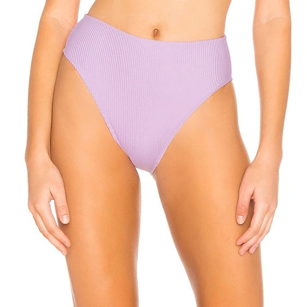 Lovewave marney lilac lavender high waist high cut ribbed bikini bottom like new